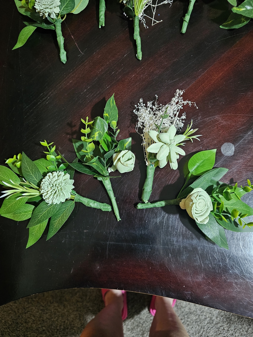 Sage Green And Green Faux Succulent Boutonniere Set Of 4 -1